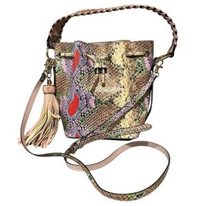 ALDO Dororyth Bucket Drawstring Bag Crossbody Multicolor Snakeskin Vegan Leather